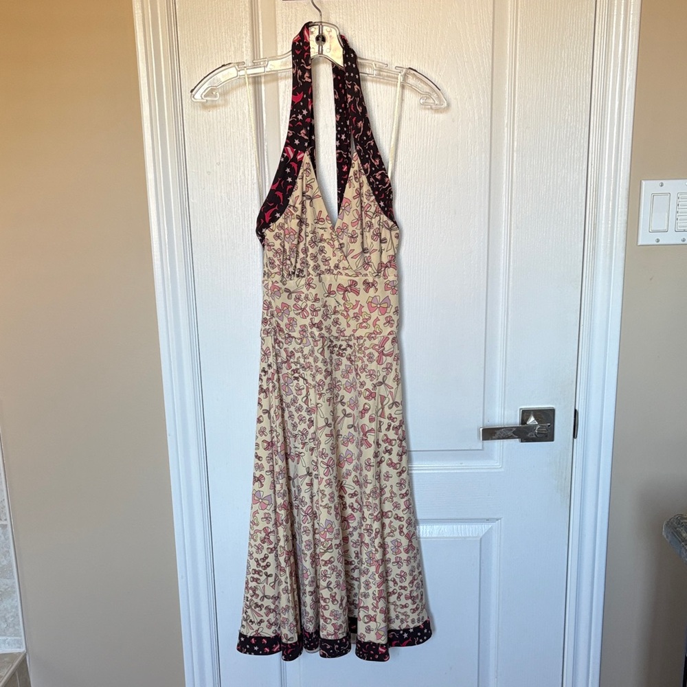 Issa London Backless Floral Dress - Cream and Black